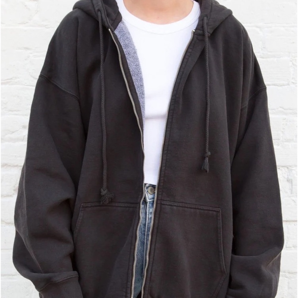 Brandy Melville John Galt Black Christy ZipUp Hoodie